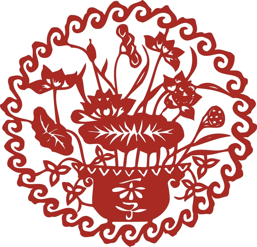 中国风中式传统喜庆民俗人物动物窗花剪纸插画边框AI矢量PNG素材【170】